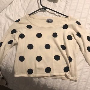 Black and white polka dot cropped long sleeve